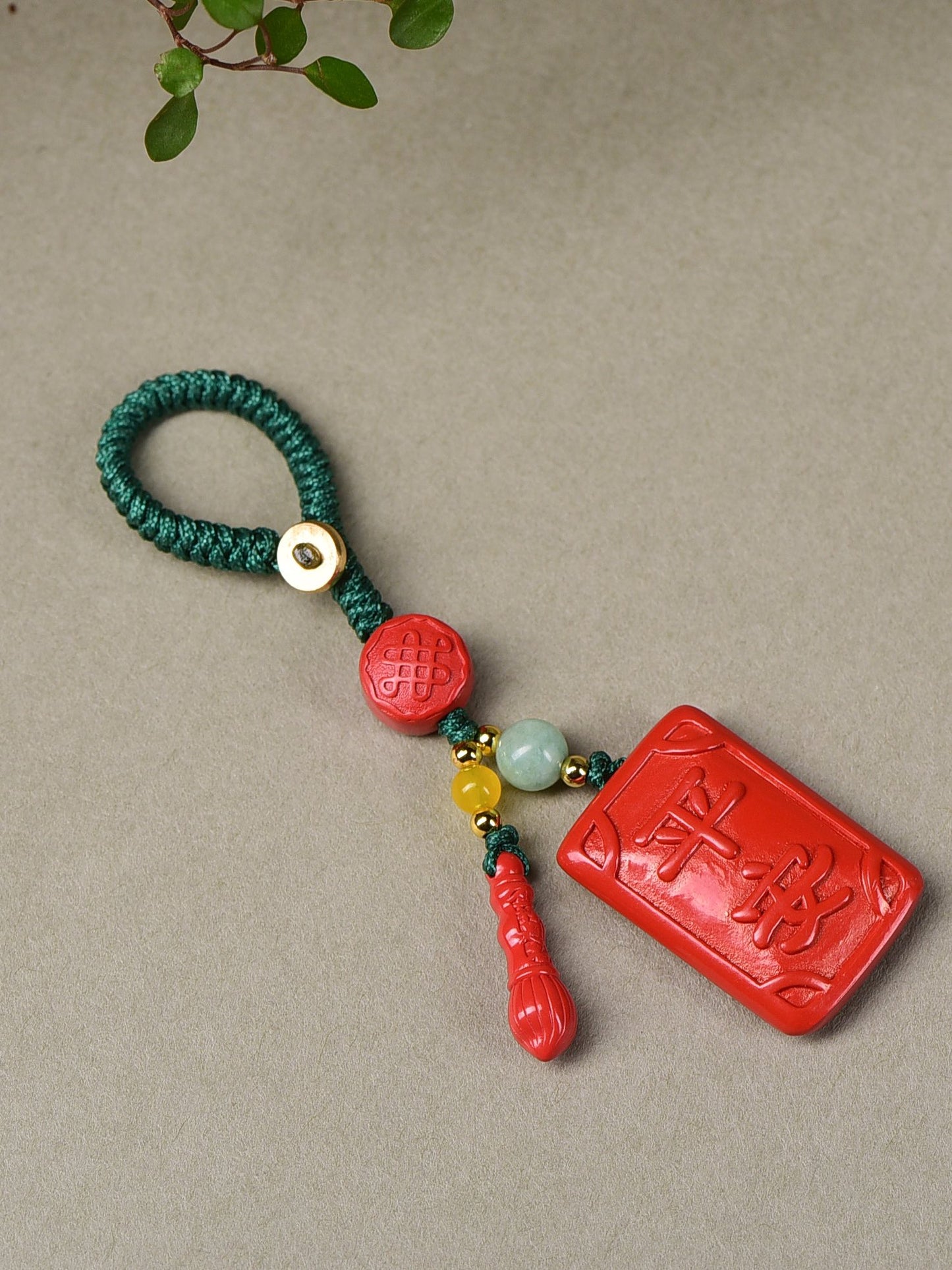 Natural mineral cinnabar keychain pendant #011