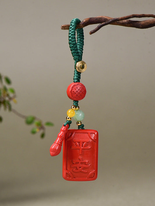 Natural mineral cinnabar keychain pendant #011