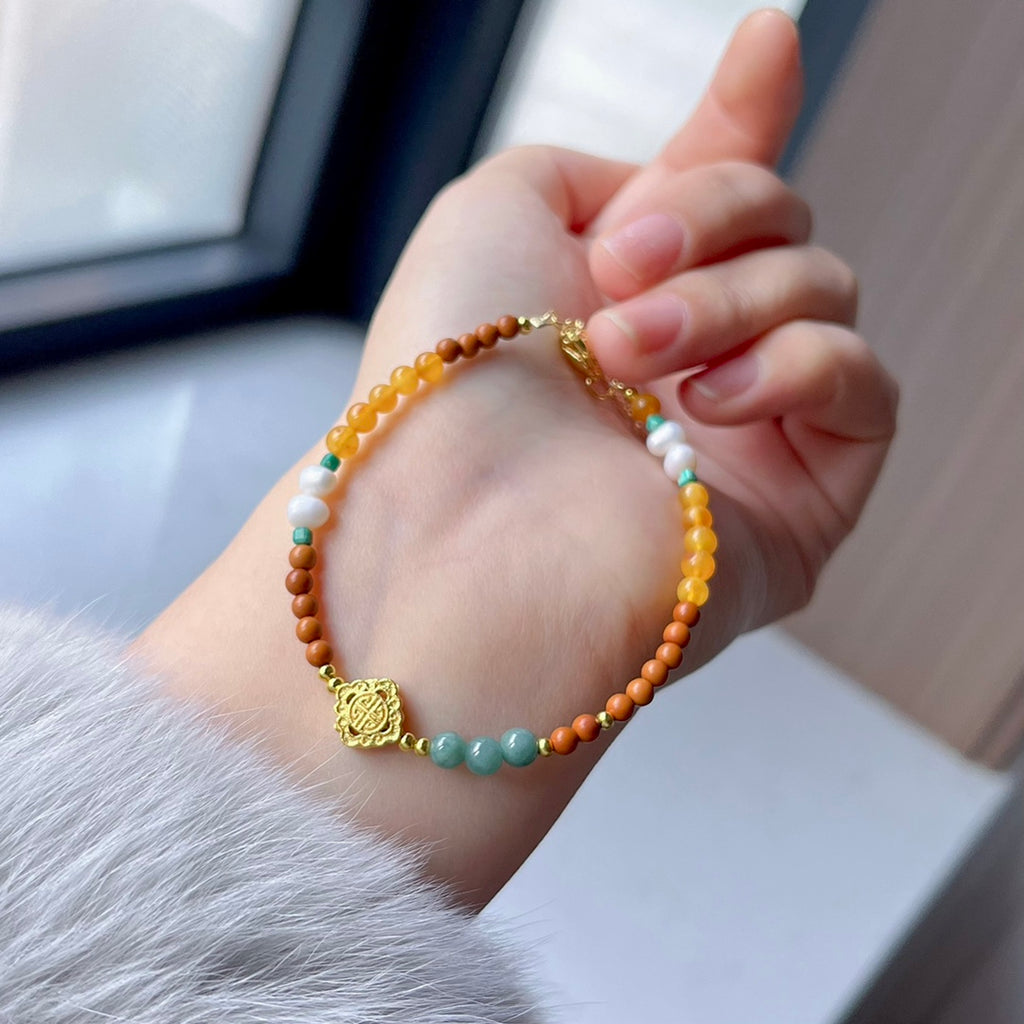 Natural beeswax & olive core bracelet #004