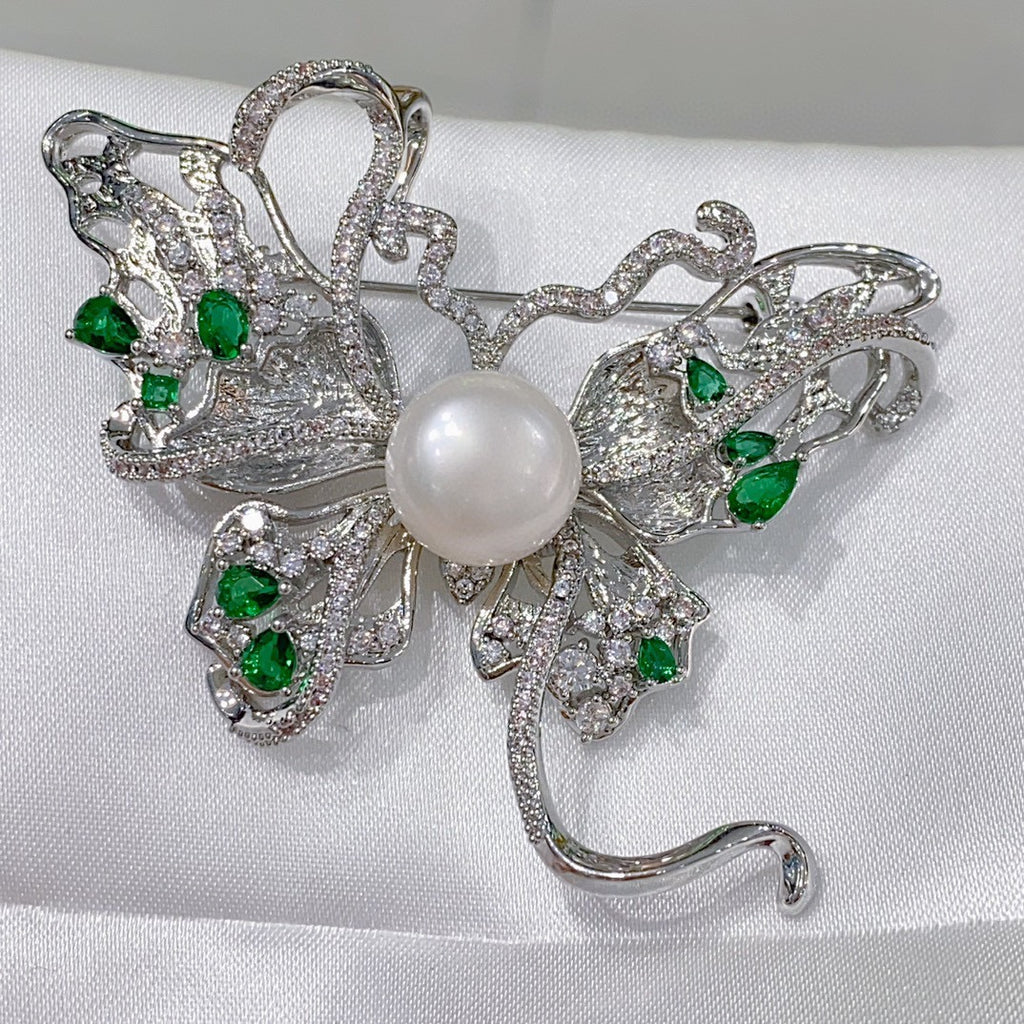 Natural Pearl Butterfly Brooch #012