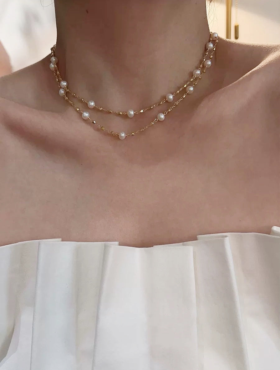 STARRY SKY Pearl Long Necklace #013