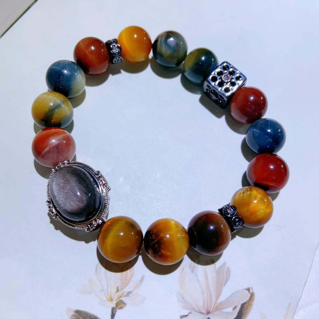 Natural colored tiger eye stone bracelet #021