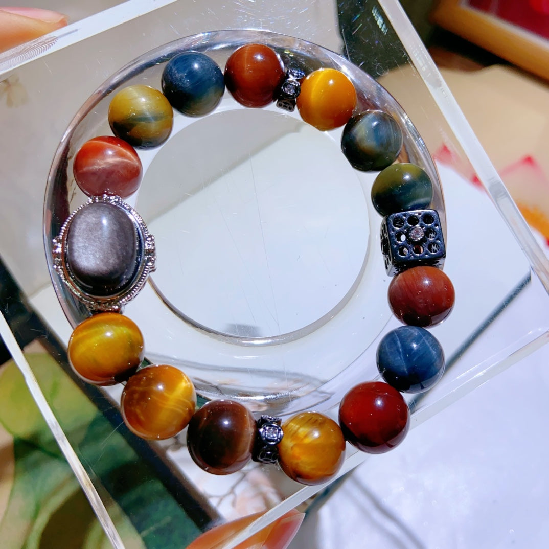 Natural colored tiger eye stone bracelet #021