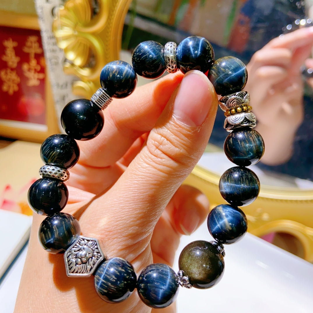 Natural Blue Tiger Eye Stone Bracelet #022