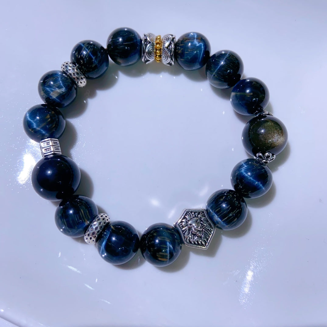 Natural Blue Tiger Eye Stone Bracelet #022