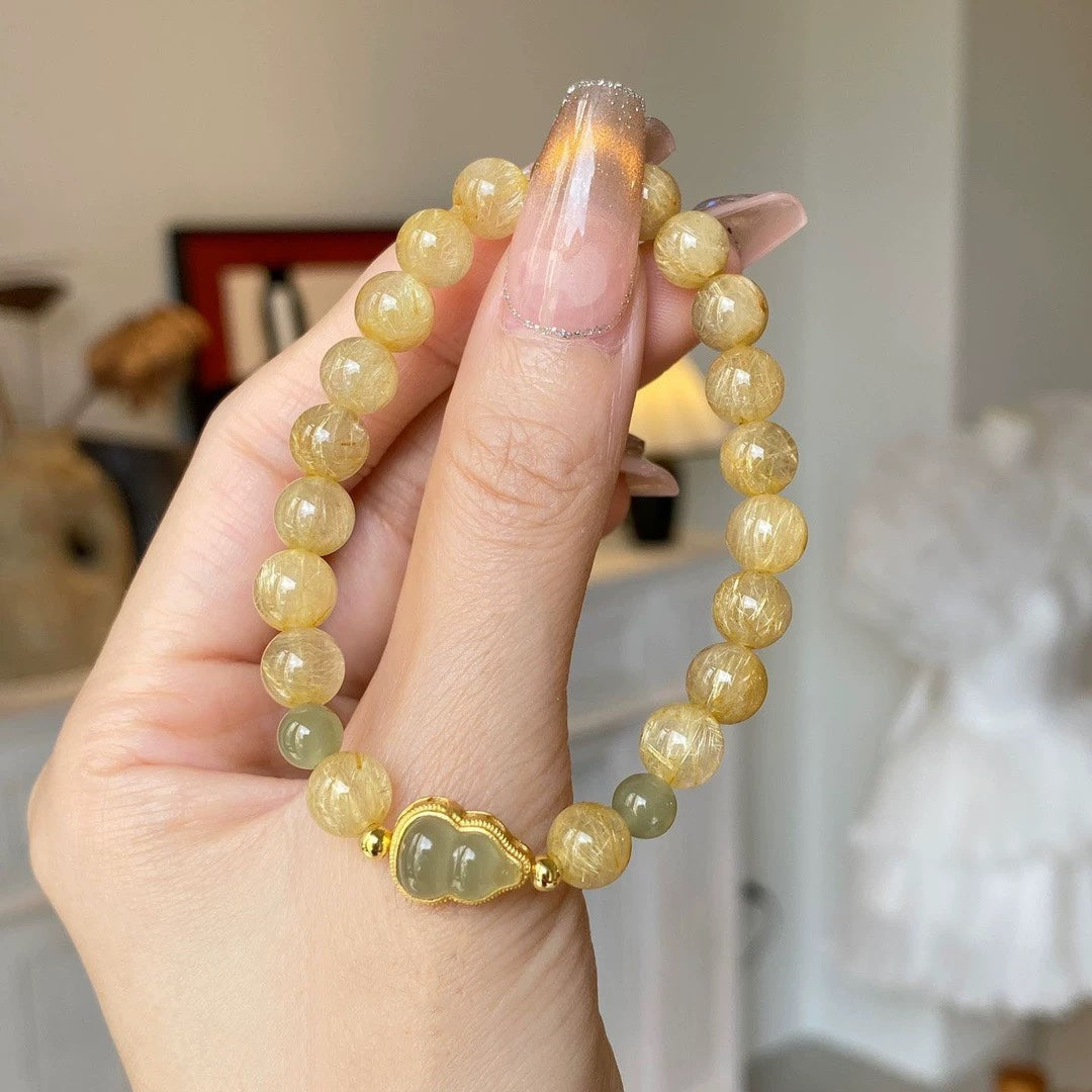 Natural golden hair crystal bracelet #028