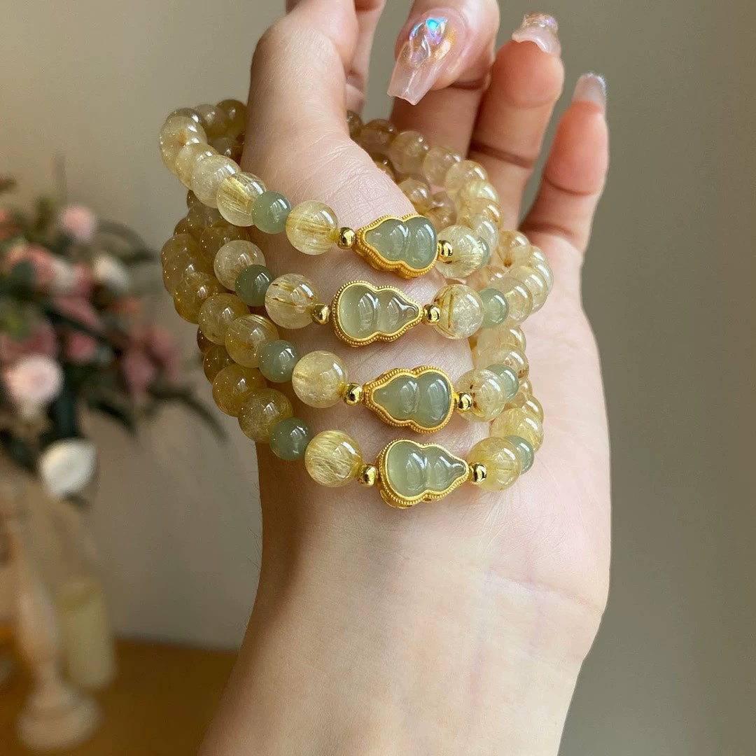 Natural golden hair crystal bracelet #028