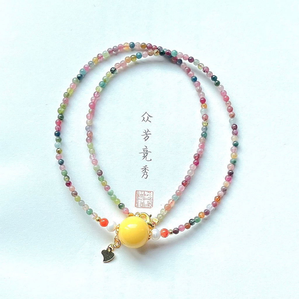 Natural Tourmaline Collarbone Necklace #029