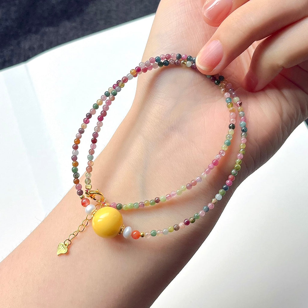 Natural Tourmaline Collarbone Necklace #029