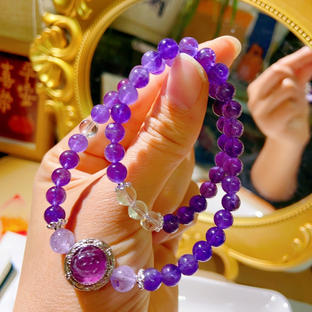 Natural Amethyst Double Loop Bracelet #031