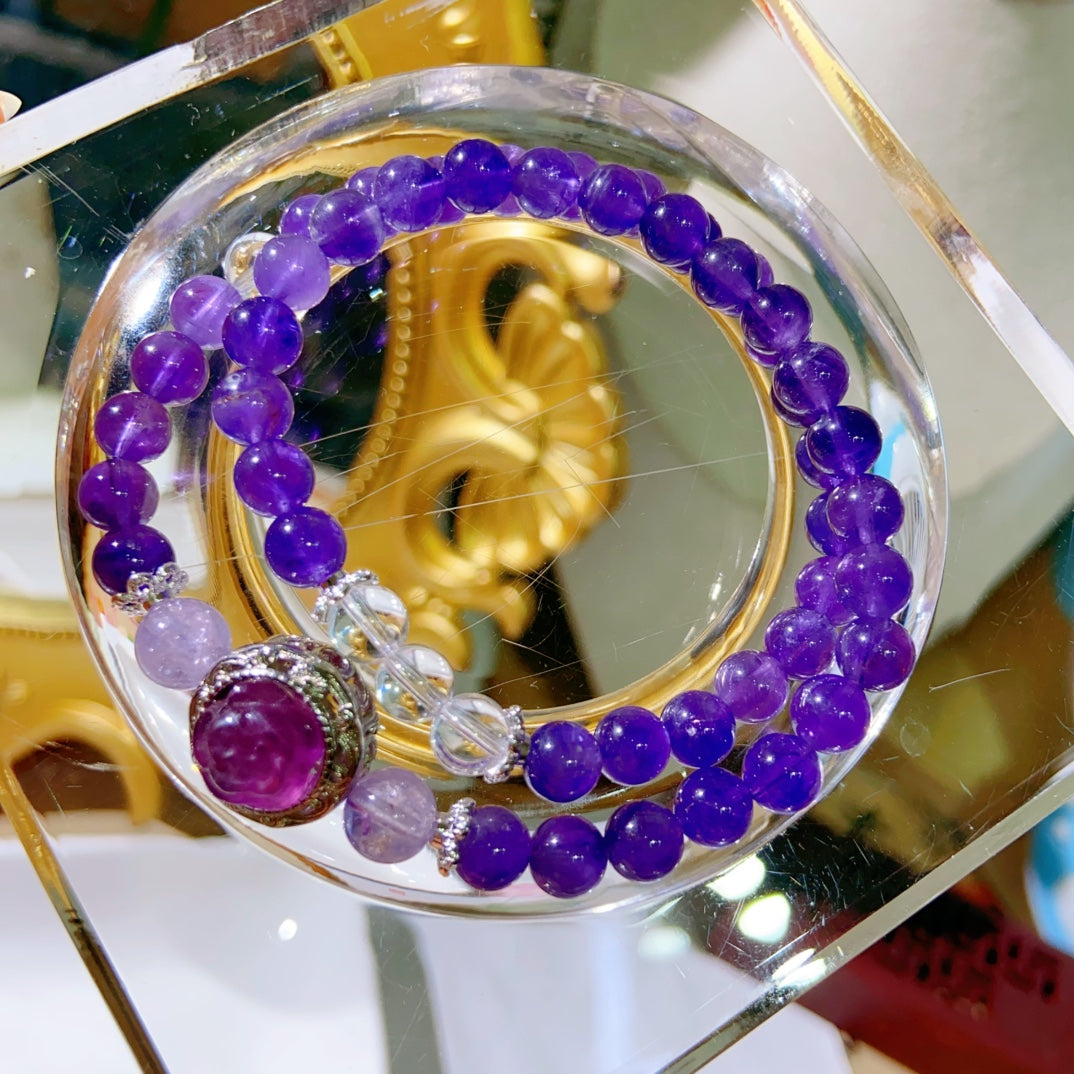 Natural Amethyst Double Loop Bracelet #031