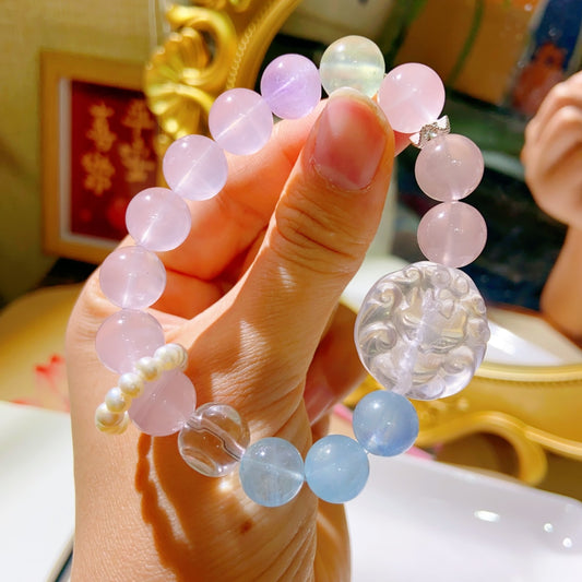 Natural Pink Crystal Bracelet #033