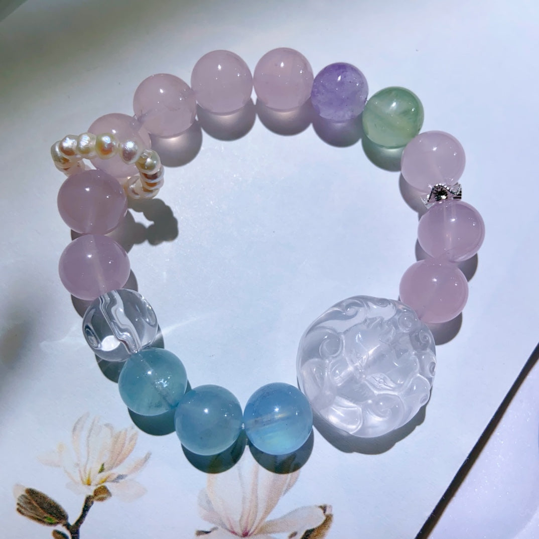 Natural Pink Crystal Bracelet #033