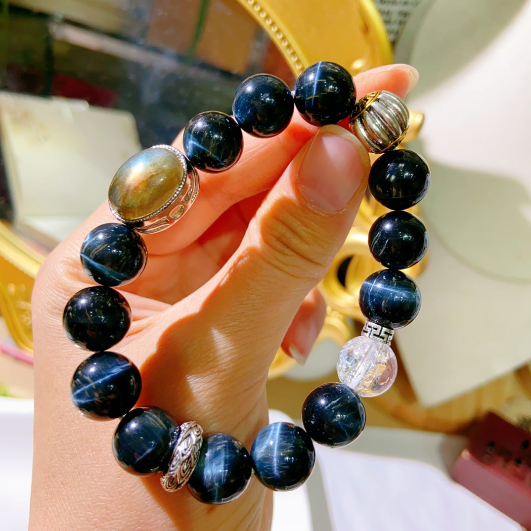 Natural Blue Tiger Eye Stone Bracelet #034