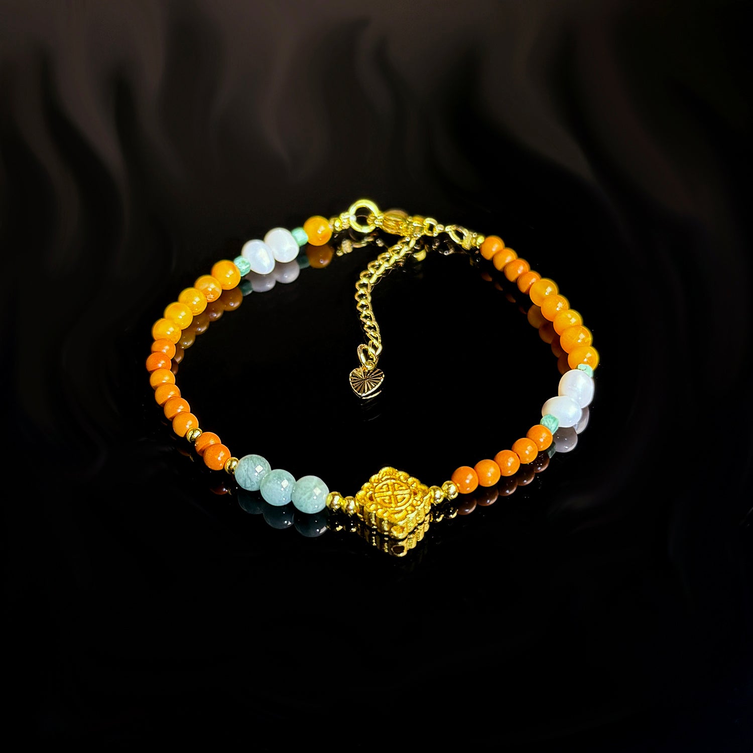 Natural beeswax & olive core bracelet #004