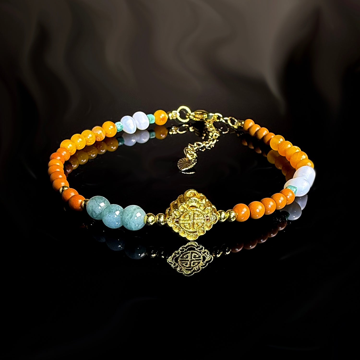 Natural beeswax & olive core bracelet #004