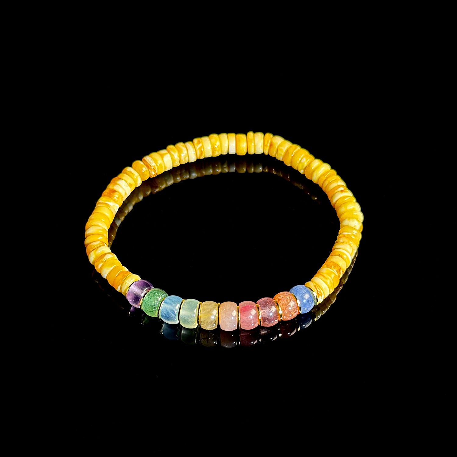 Natural beeswax multi treasure colorful crystal bracelet #017