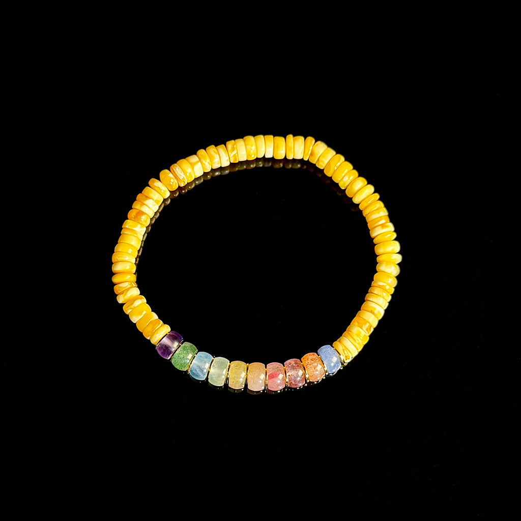 Natural beeswax multi treasure colorful crystal bracelet #017