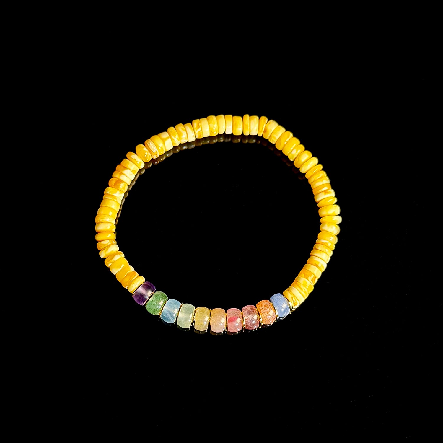 Natural beeswax multi treasure colorful crystal bracelet #017