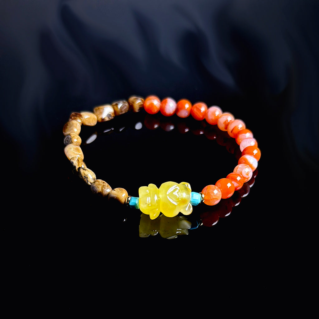 Natural Genper Amber & Southern Red Agate Bracelet #008