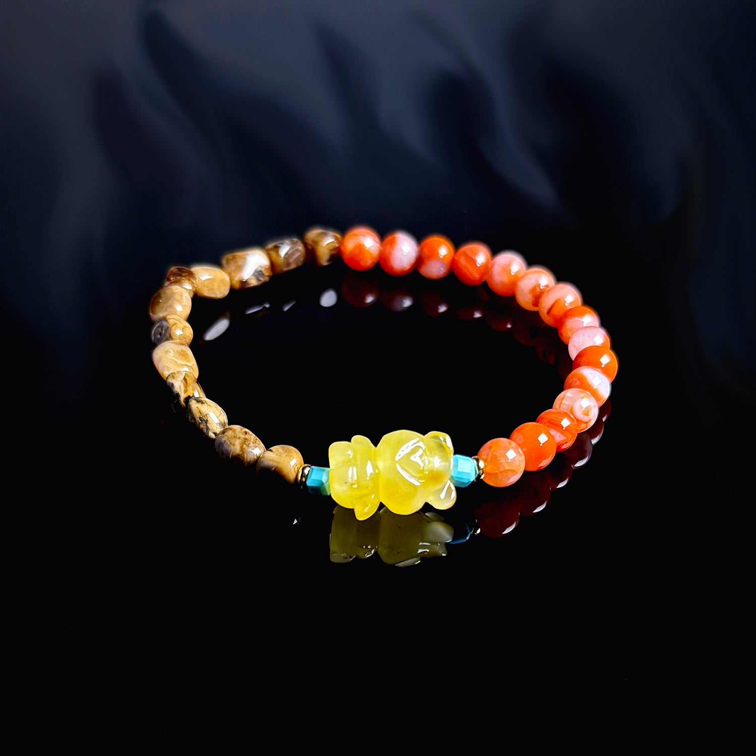 Natural Genper Amber & Southern Red Agate Bracelet #008
