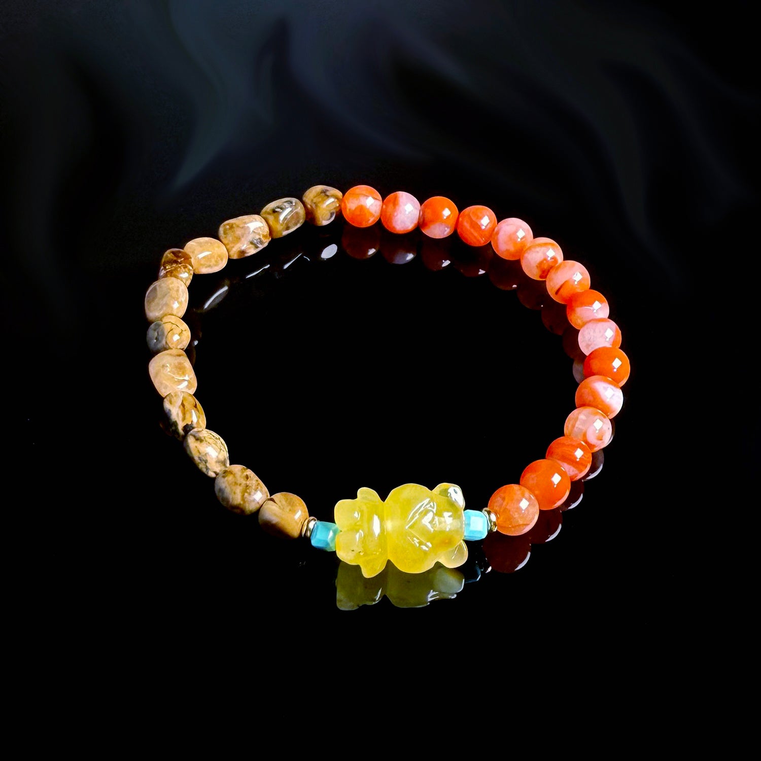 Natural Genper Amber & Southern Red Agate Bracelet #008