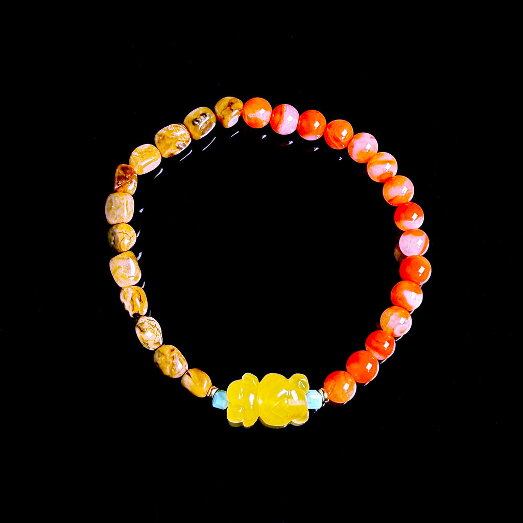 Natural Genper Amber & Southern Red Agate Bracelet #008