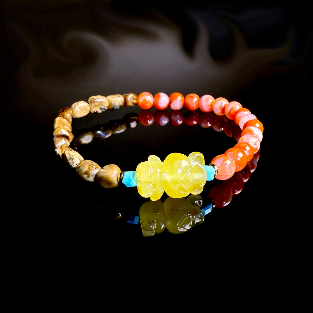Natural Genper Amber & Southern Red Agate Bracelet #008
