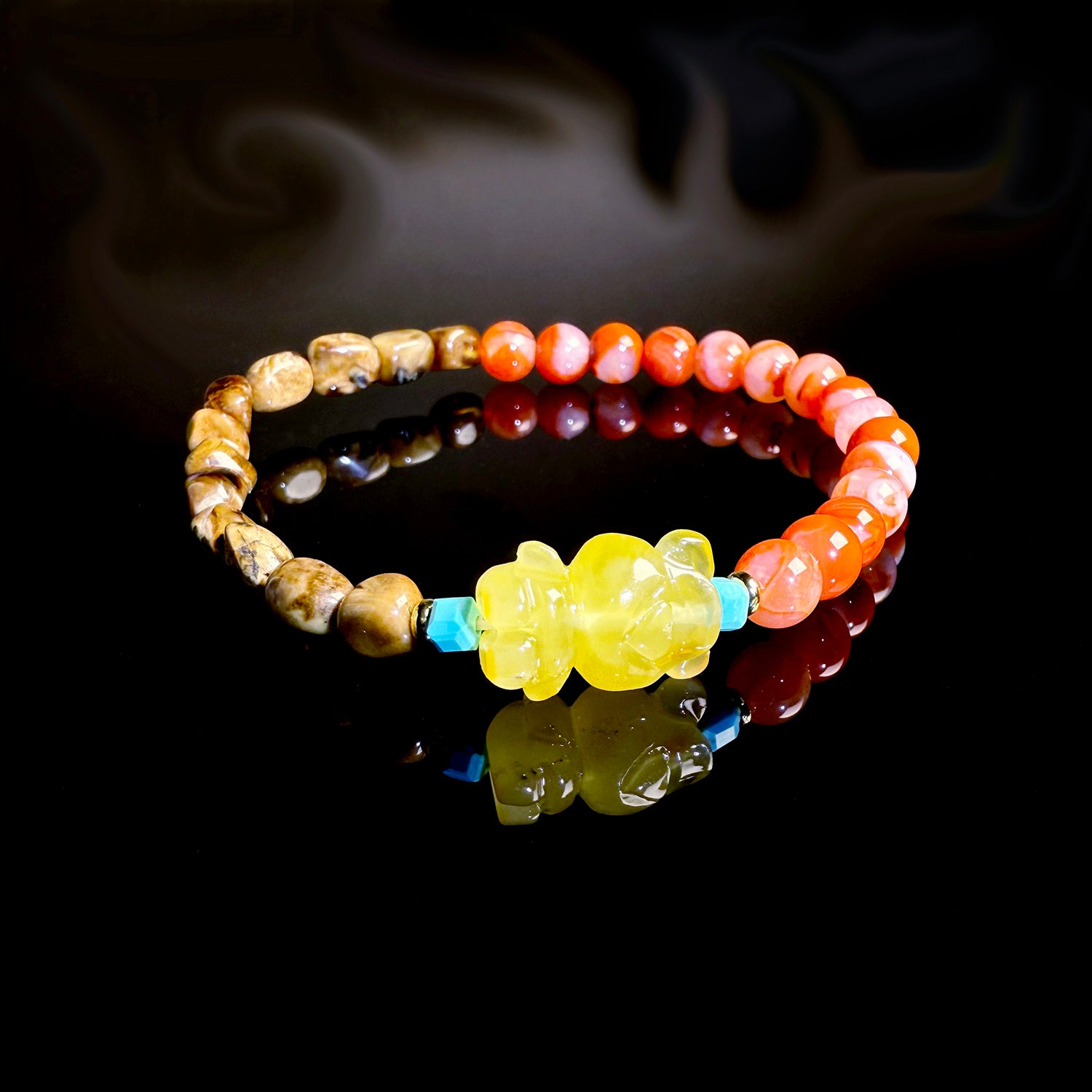 Natural Genper Amber & Southern Red Agate Bracelet #008