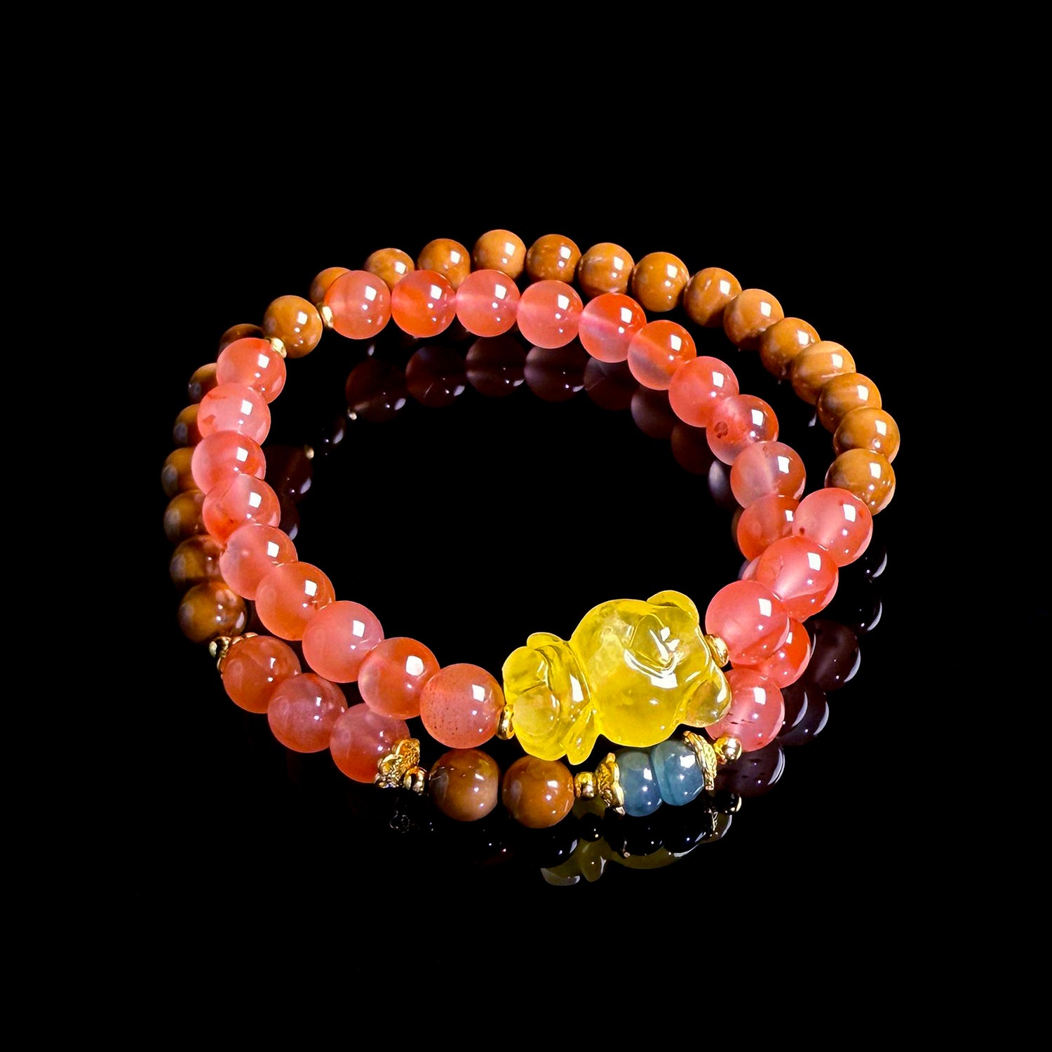 Natural Southern Red Agate Double Loop Bracelet #035
