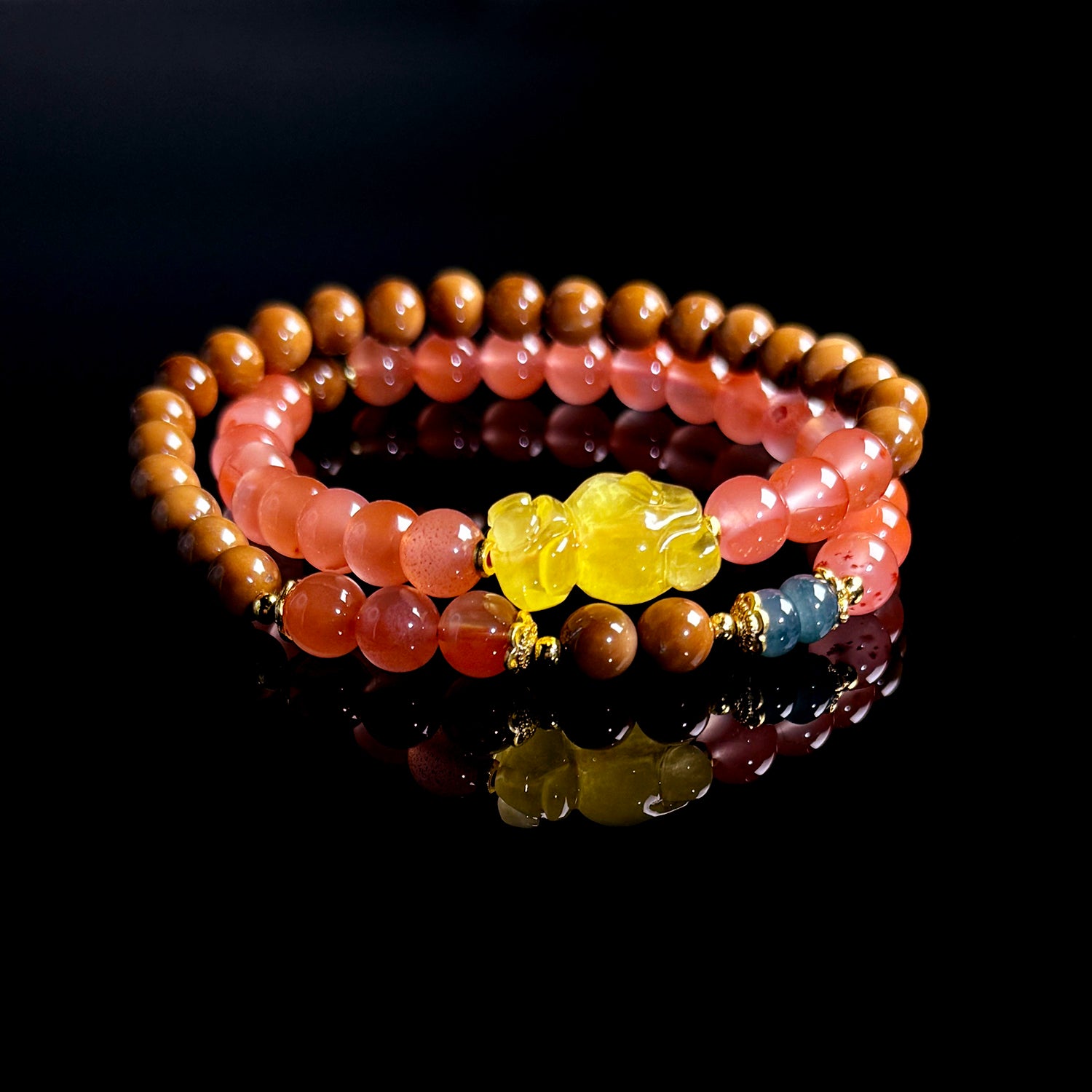 Natural Southern Red Agate Double Loop Bracelet #035
