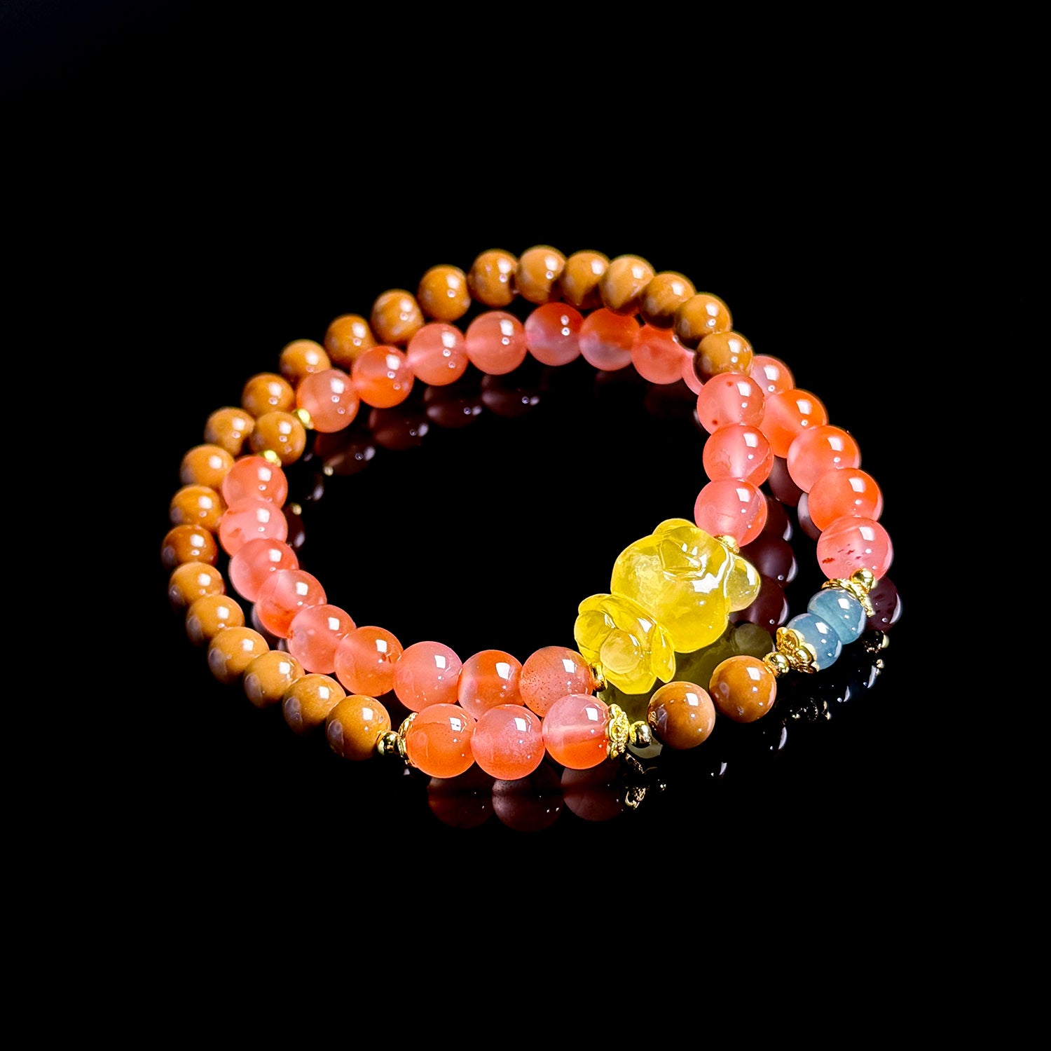 Natural Southern Red Agate Double Loop Bracelet #035