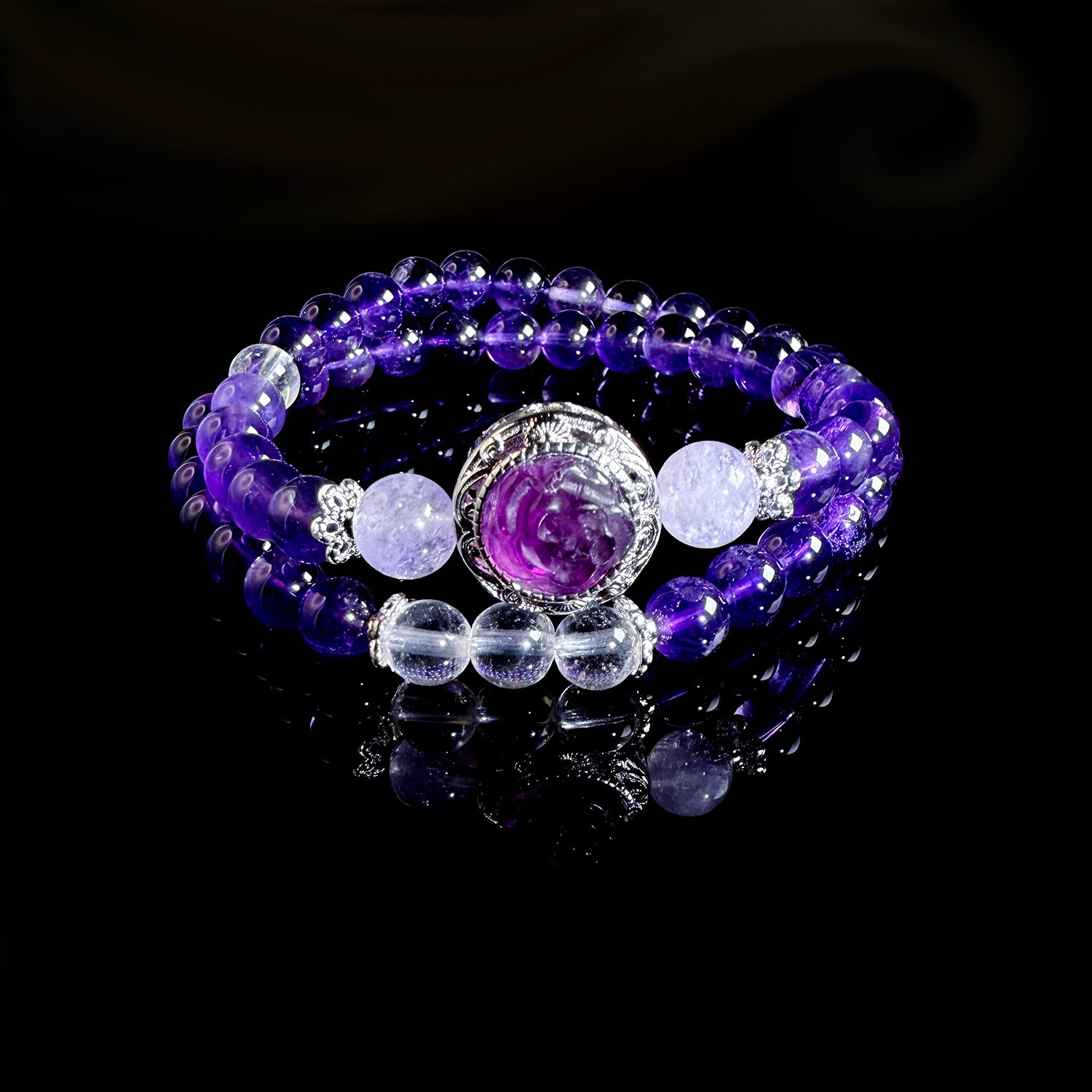 Natural Amethyst Double Loop Bracelet #031