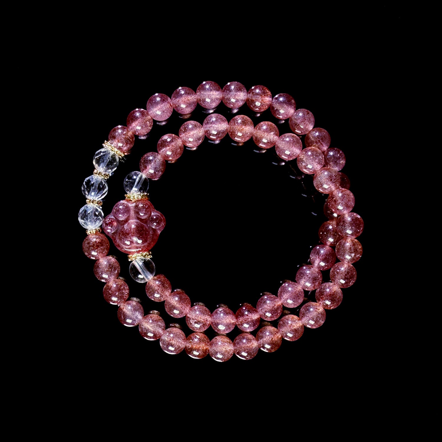 Natural Strawberry Crystal Double Loop Bracelet #030