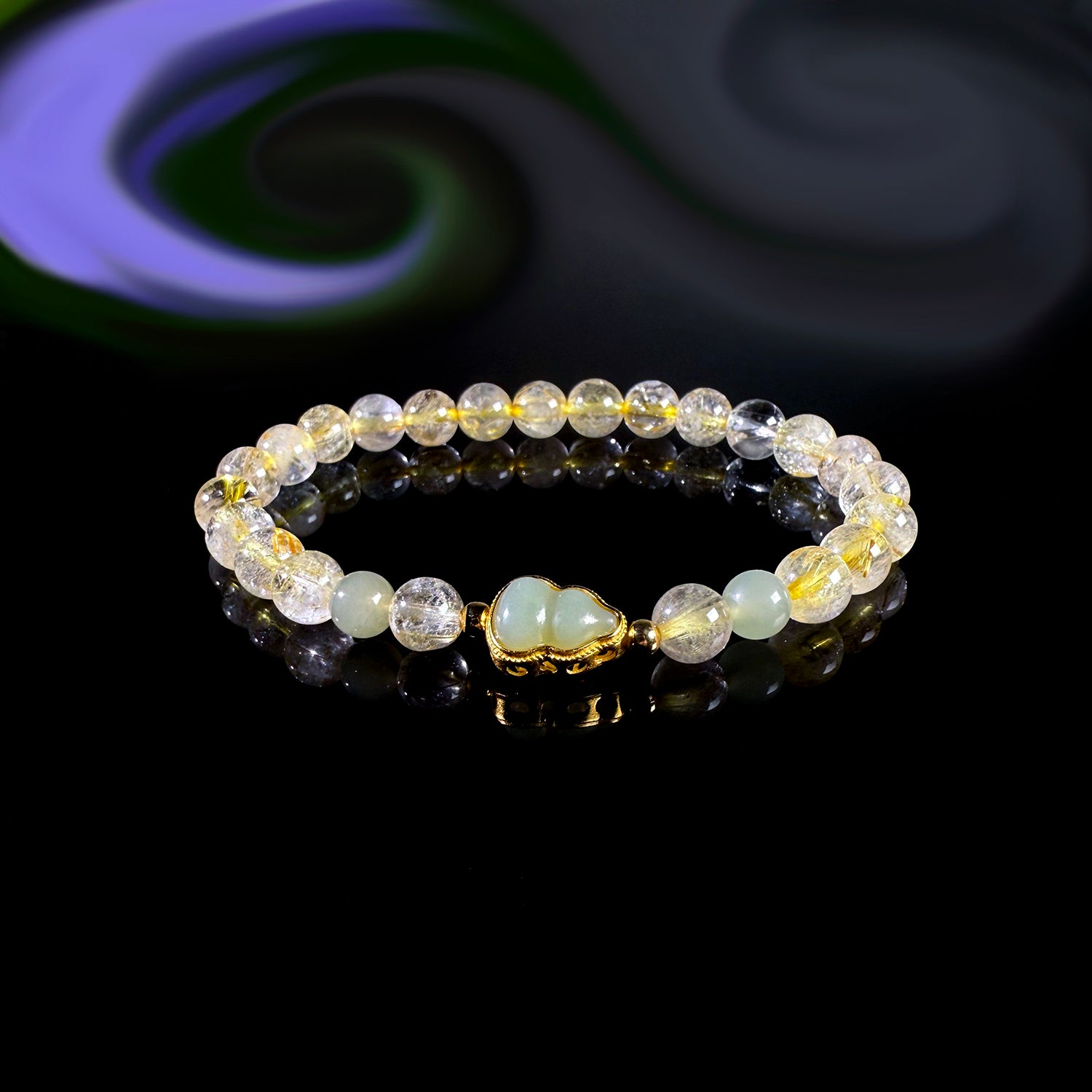 Natural golden hair crystal bracelet #028