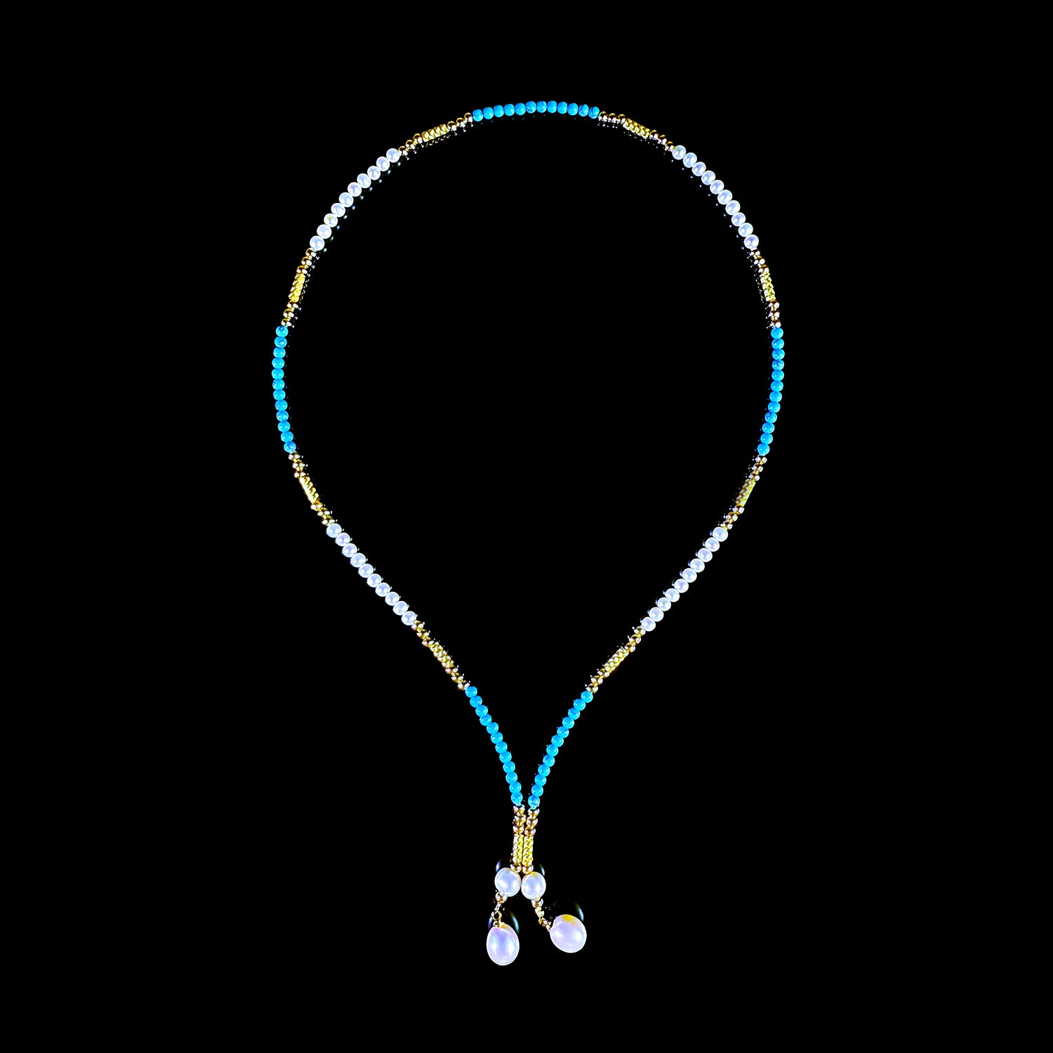 Pine Stone & Pearl, Magnetic Buckle Versatile Necklace #014