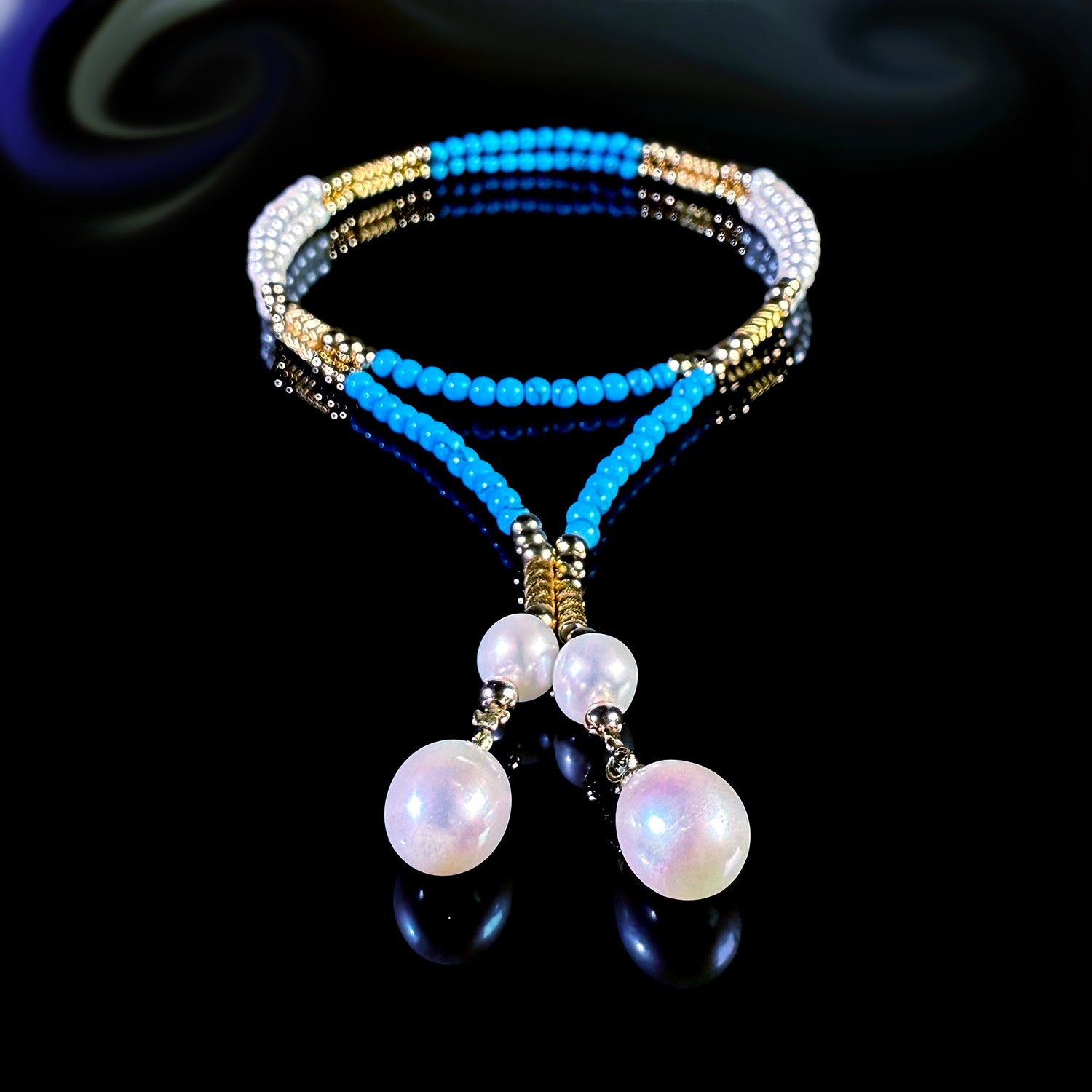 Pine Stone & Pearl, Magnetic Buckle Versatile Necklace #014