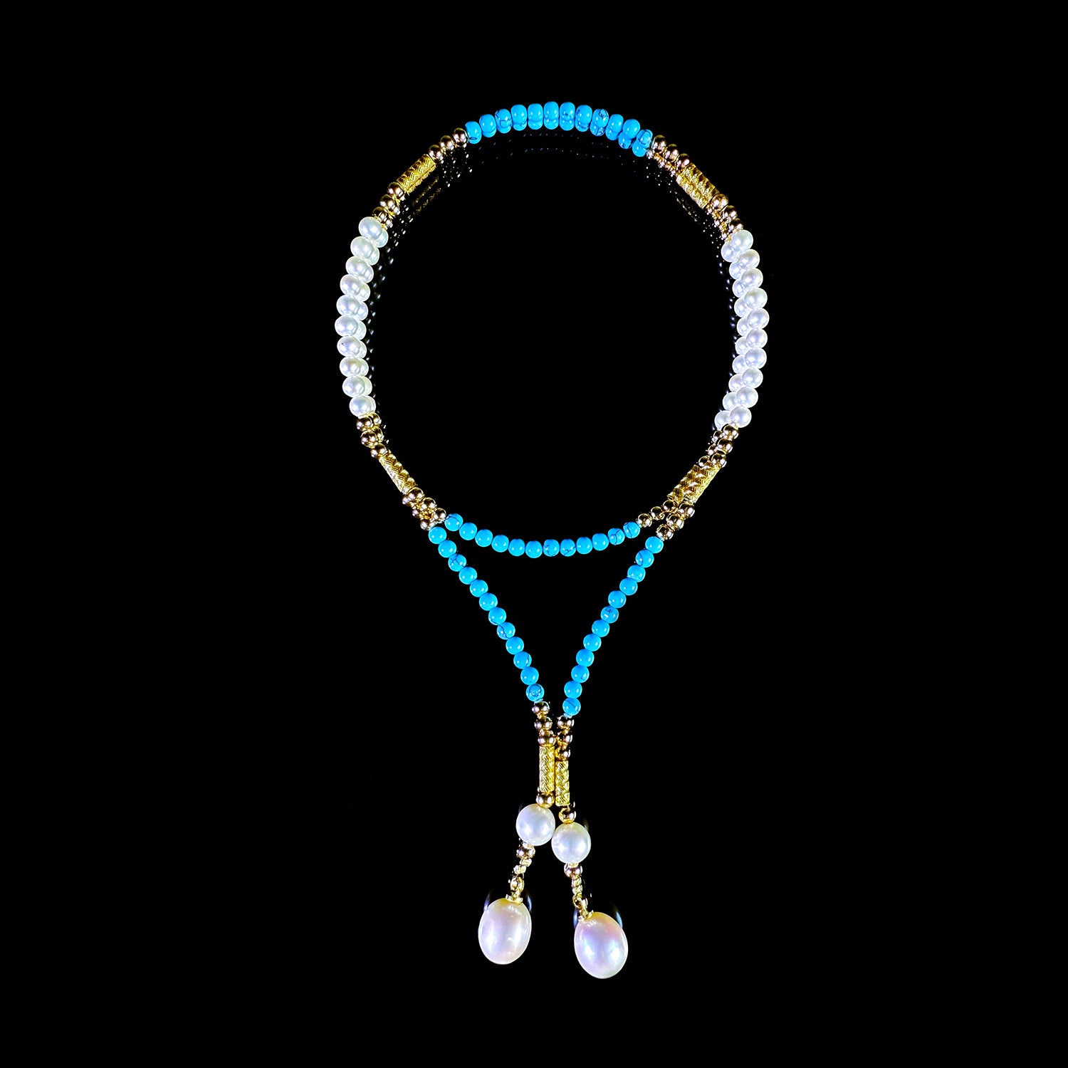 Pine Stone & Pearl, Magnetic Buckle Versatile Necklace #014