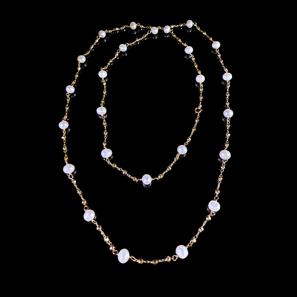 STARRY SKY Pearl Long Necklace #013
