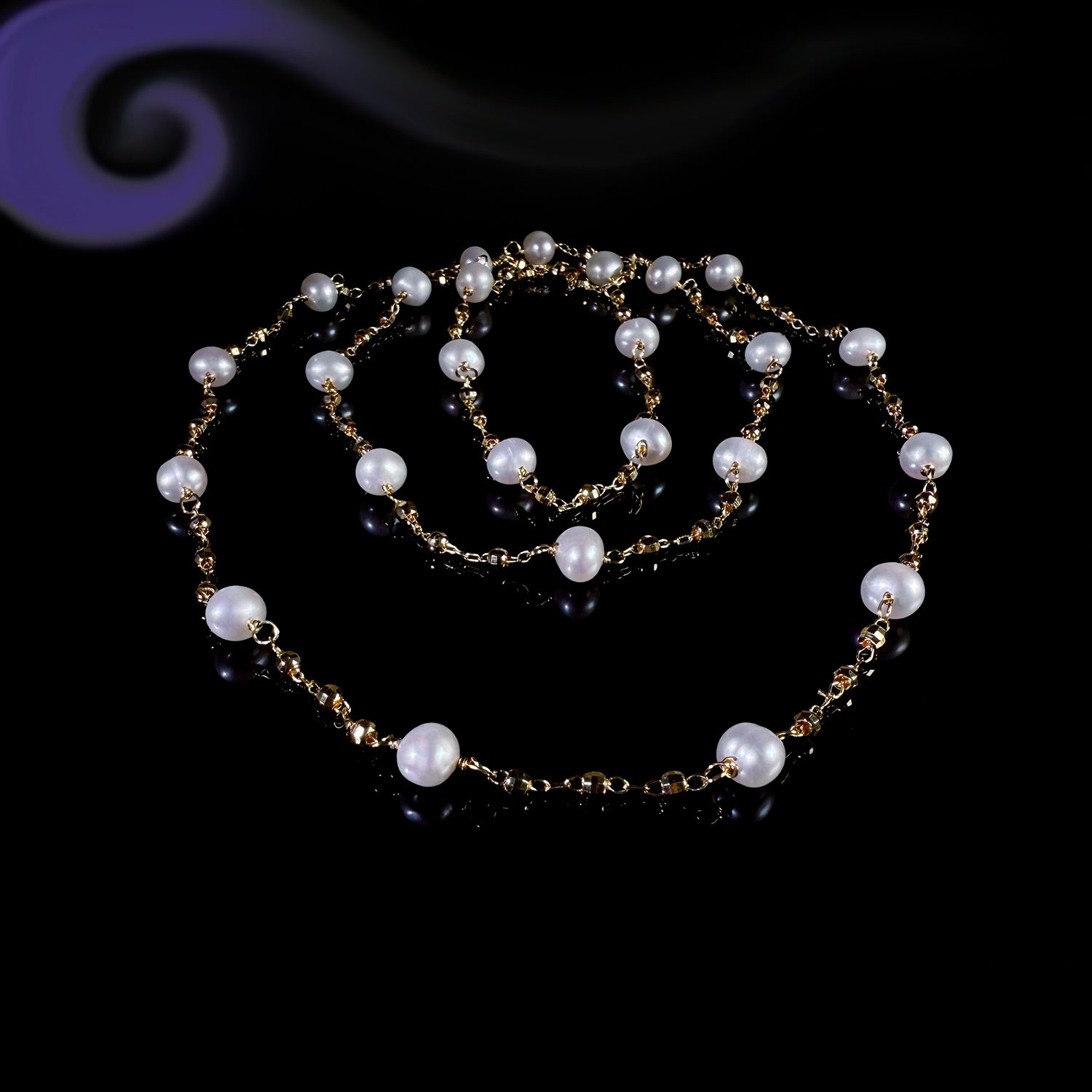 STARRY SKY Pearl Long Necklace #013