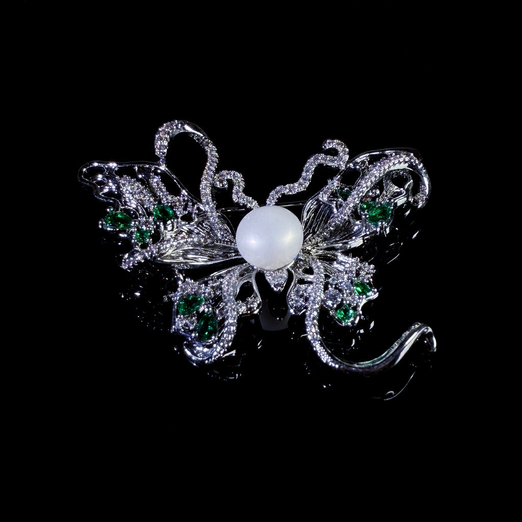 Natural Pearl Butterfly Brooch #012