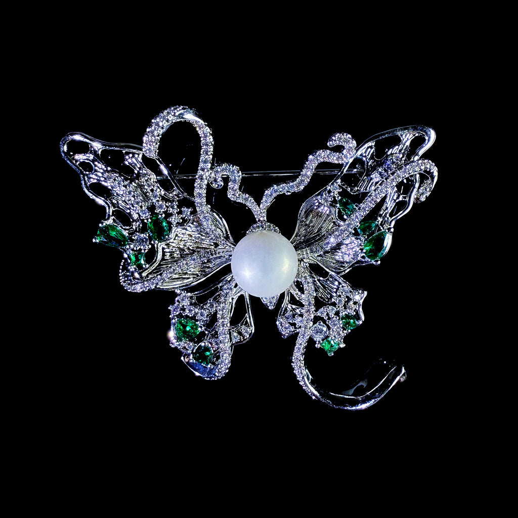 Natural Pearl Butterfly Brooch #012
