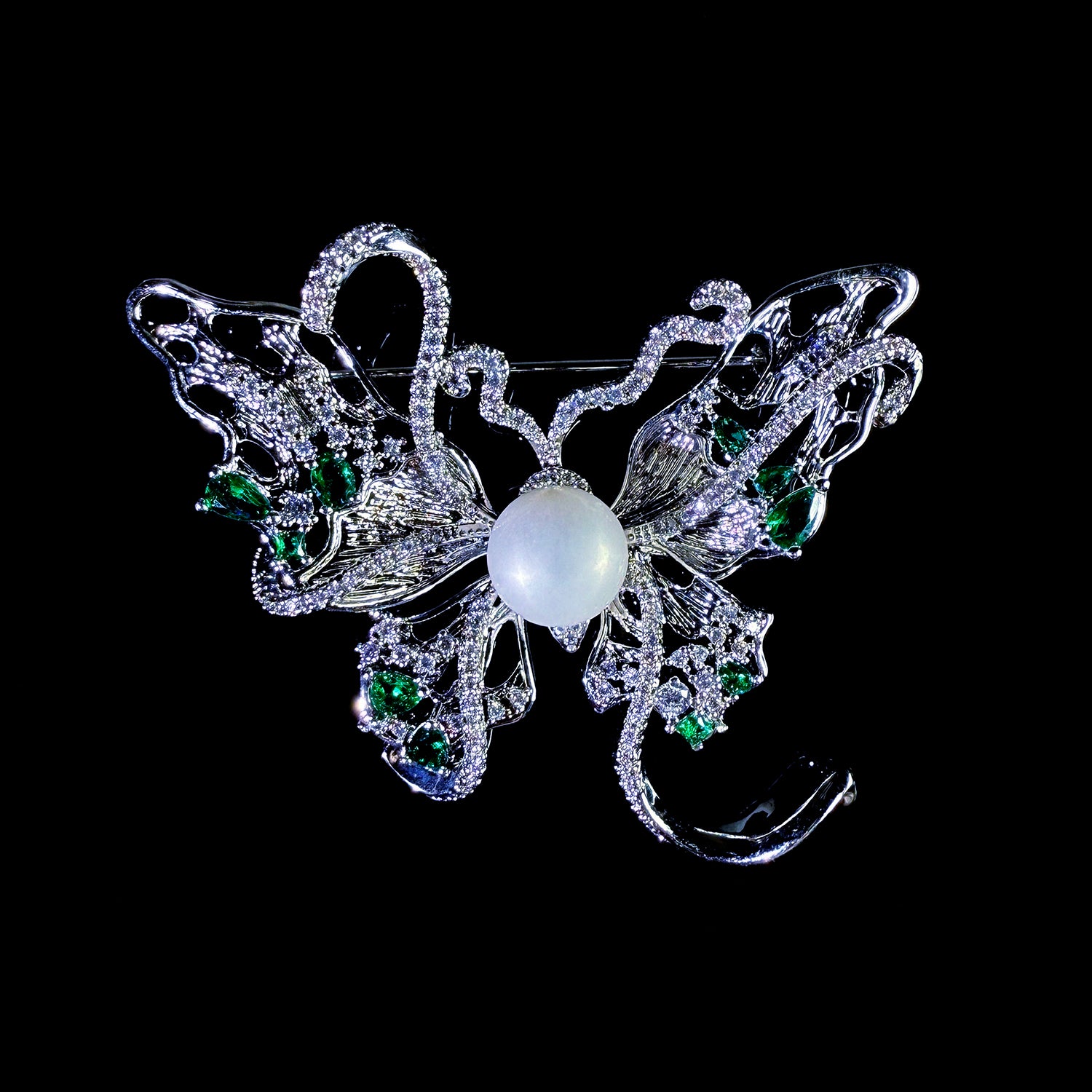 Natural Pearl Butterfly Brooch #012