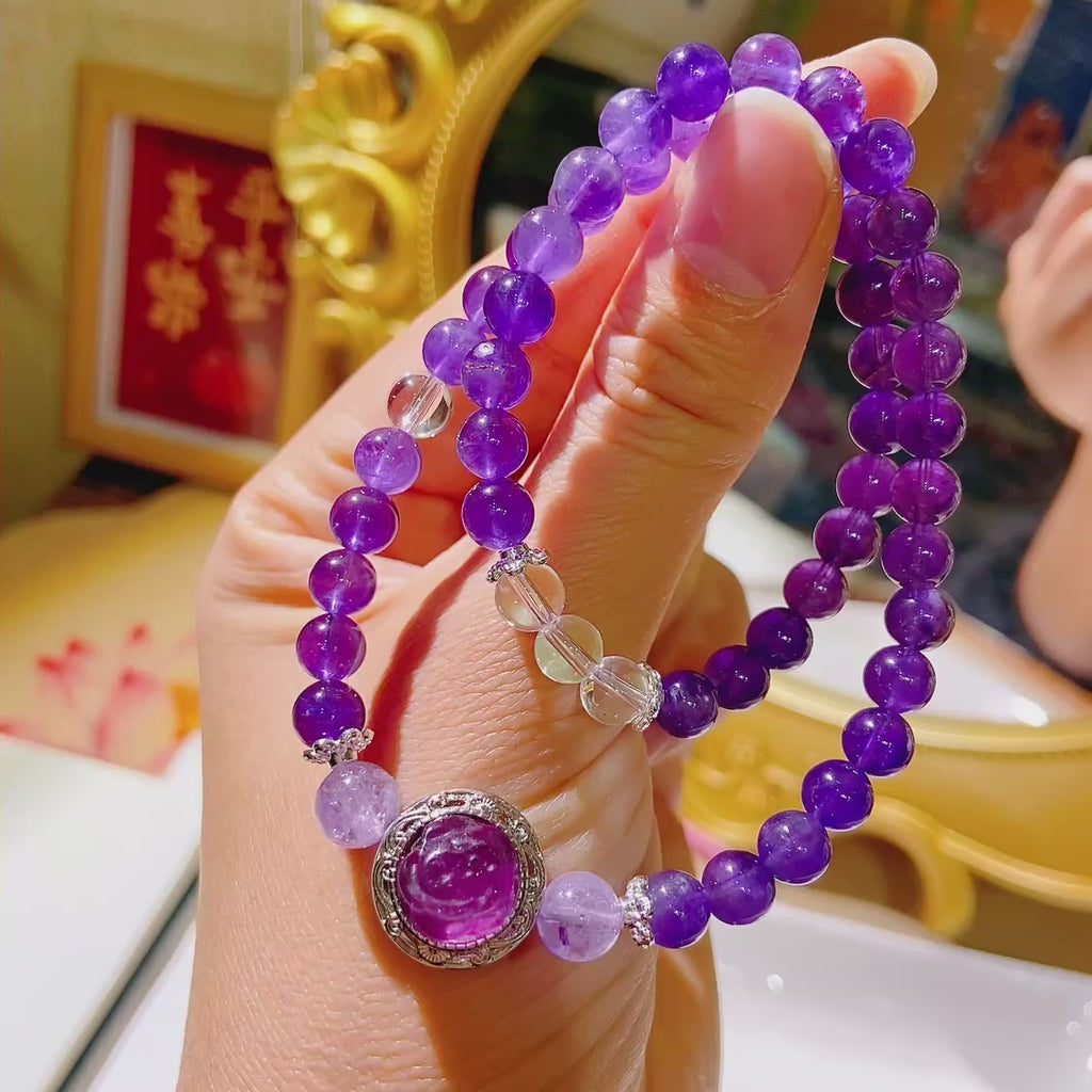 Natural Amethyst Double Loop Bracelet #031